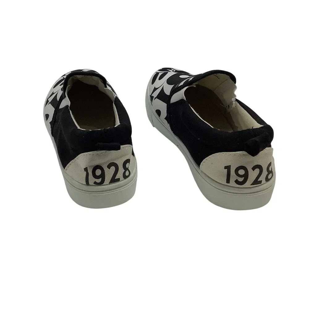 Disney Mickey Mouse Slip On Sneakers Black White Graphic Canvas Shoes Mens 8.5